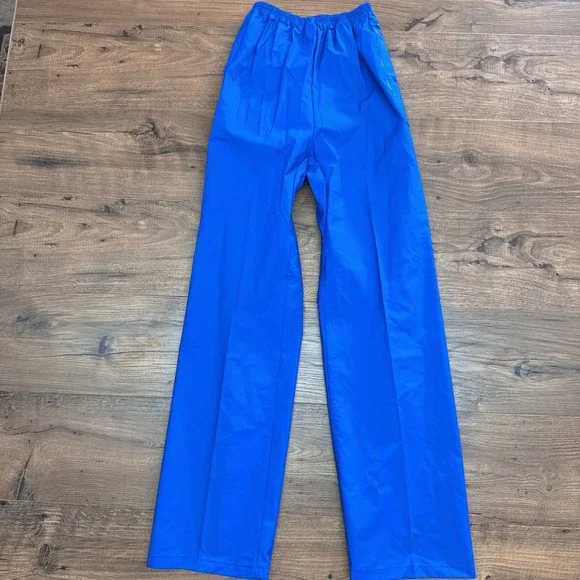 Vintage Columbia Sportswear Mens XS Blue Hooded Rain Jacket Pants Waterproof PVC